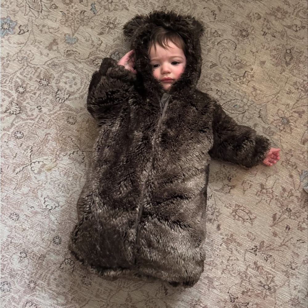 Restoration Hardware Plush Brown Sleep Sack Teddy Ears Winter